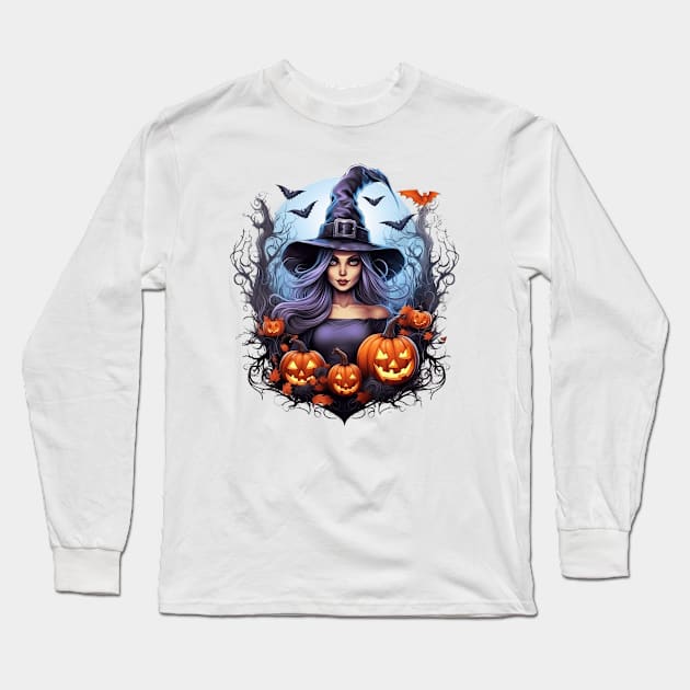 Beautiful Halloween Witch 3 Long Sleeve T-Shirt by Gypsykiss